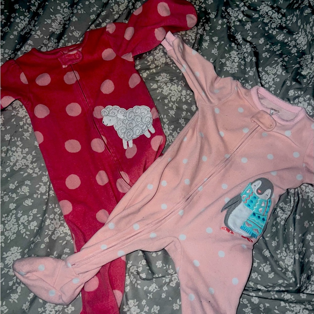 Baby girl fleece playtime/sleepers